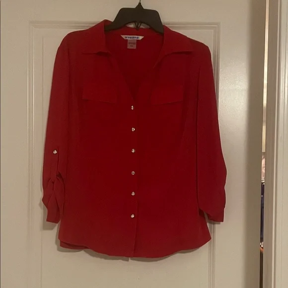 Nygard Vibrant Red Women's Button-Down Shirt - Picture 1 of 4